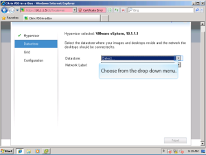 Capture 6 Lab6. Step 5 - Choose Datastore From Dropdown.
